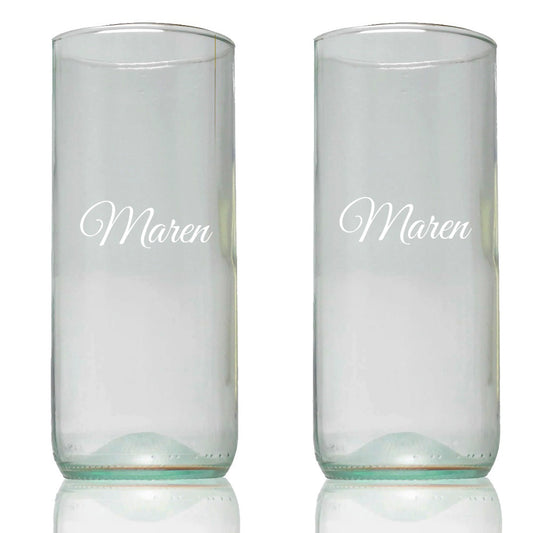 2 pack of 20 oz Clear Glasses: 7" tall : Name