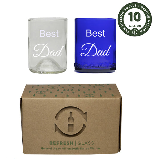 Dad custom engraved 2 pack of 12oz Set of 2 Mixed Color Glasses