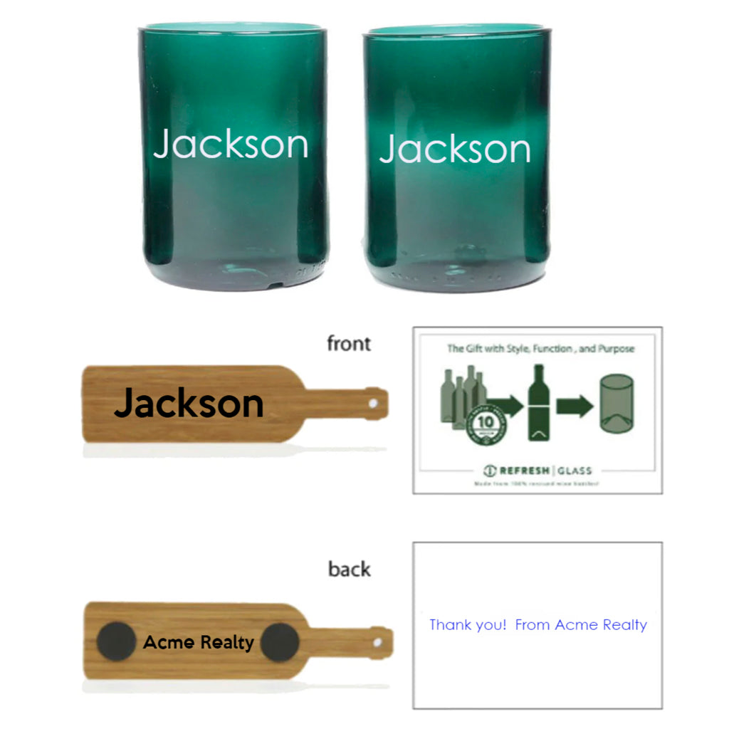 2-12oz Glass Gift Set - Teal - Name